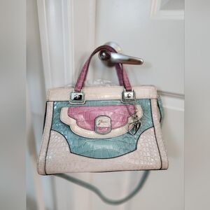 GUESS by guess satchel bag, perfect for spring, spring color, mint, pink